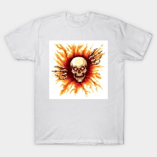 Skull Rising from Hell Vector Illustration T-Shirt